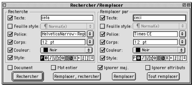 QUARK XPRESS 5 - RECHERCHE ET REMPLACEMENT D'ATTRIBUTS - 1
