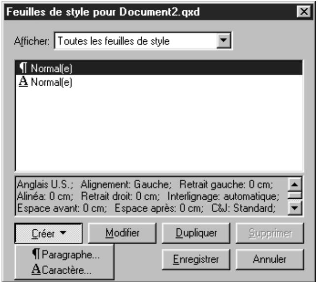 QUARK XPRESS 5 - CREATION DE FEUILLES DE STYLE DE PARAGRAPHE - 1