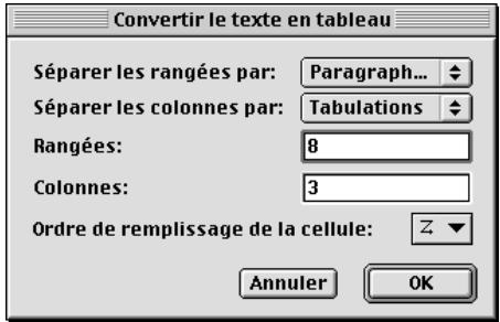 QUARK XPRESS 5 - CONVERSION DE TEXTE EN TABLEAU - 2