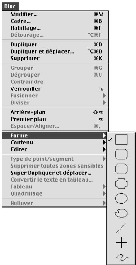 QUARK XPRESS 5 - MODIFICATION DE LA FORME DES LIGNES À L'AIDE DU SOUS-MENU FORME - 1