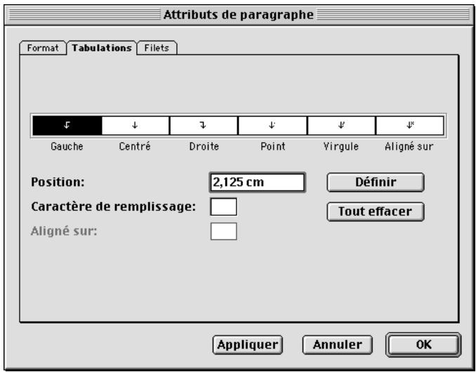 QUARK XPRESS 5 - RéGLAGE DES TAQUETS DE TABULATION - 2