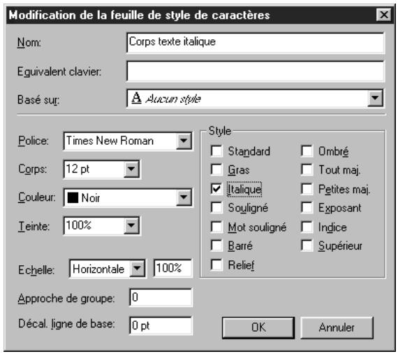 QUARK XPRESS 5 - CREATION DE FEUILLES DE STYLE DE CARACTERES - 1