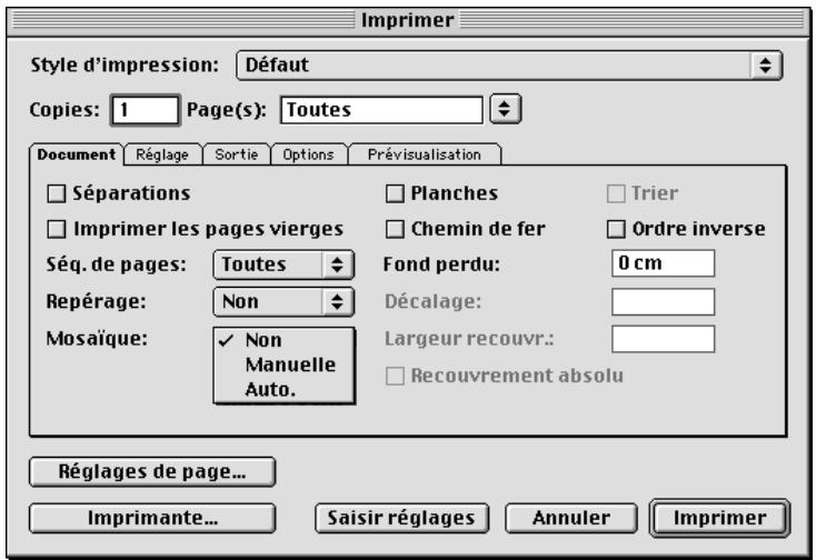 QUARK XPRESS 5 - UTILISATION DE LA FONCTION MOSAIQUE POUR IMPRIMER UN DOCUMENT À GRAND FORMAT - 1