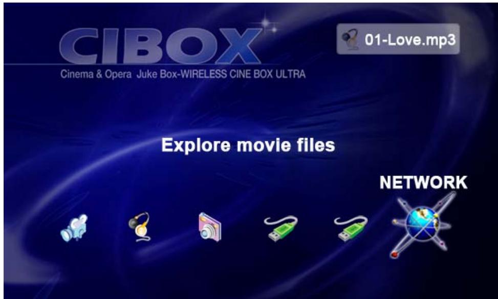 CIBOX WIRELESS CINE BOX PREMIUM - Écran du menu principal - 1