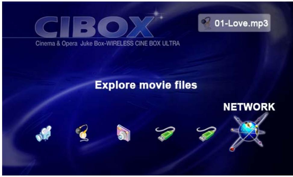 CINEBOX WIRELESS CINE BOX ULTRA - Écran du menu principal - 1