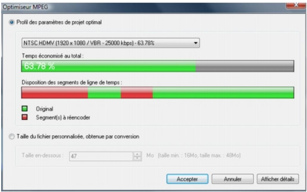 COREL VIDEOSTUDIO X4 PRO - Pour lancer la boîte de dialogue de l'optimiseur MPEG - 1