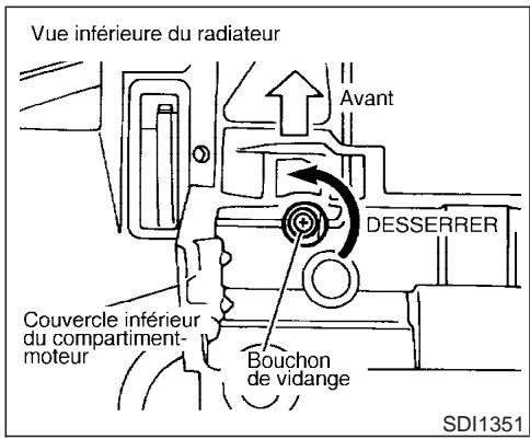 INFINITI M45 - VIDANGE DU LIQUIDE DE REFROIDISSEMENT DU MOTEUR - 1