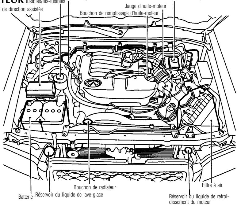 INFINITI QX4 - POINTS DE VERIFICATION DANS LE COMPARTIMENT-MOTEUR Support de fusibles/fils-fusibles - 1