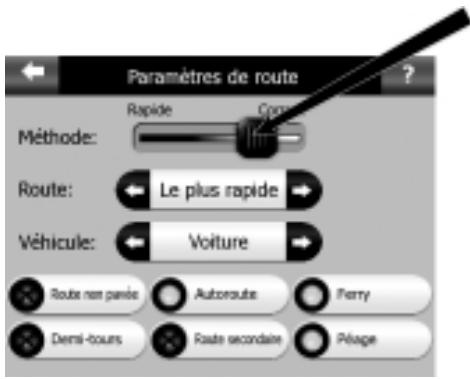 MYGUIDE 3100 - Sélection du menu "Paramètres de Route" - 1