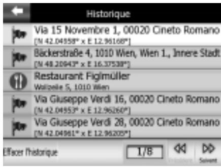 MYGUIDE 3100 - Sélection de DESTINATIONS via "Historique", liste d'itinéraîres - 1