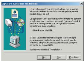 OLITEC WF 200 - Installation des pilotes USB pour Windows 2000 Pro - 7