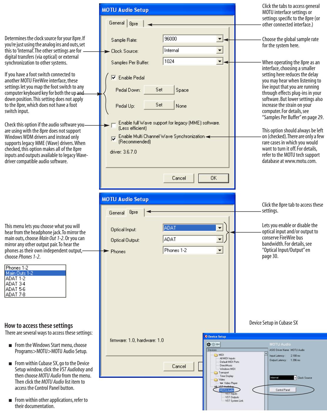 MOTU AUDIO EXPRESS 8PRE - Référence rapide : MOTU Audio Setup - 1