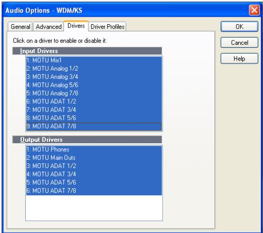 MOTU 8PRE - Activation du pilote MOTU Audio WDM dans SONAR - 1