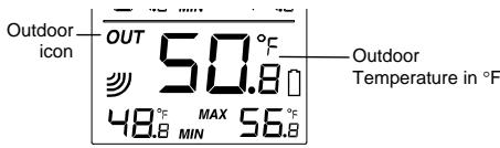 LA CROSS TECHNOLOGY WS-9037U-IT - DISPLAY OF OUTDOOR TEMPERATURE READING: - 1