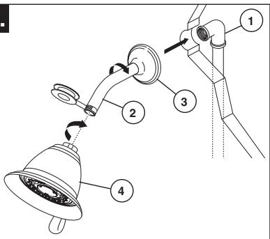 DELTA NEW MONITOR 1300-1400 - Installation de la pomme de douche et du bec de baignoire - 1
