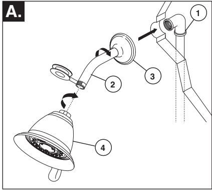 DELTA NEW MONITOR 1300-1400 - Showerhead and Tub Spout Installation - 1