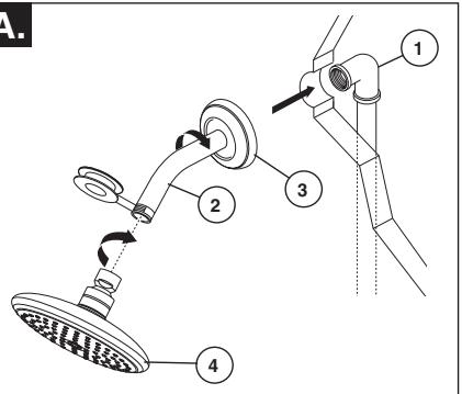 DELTA NEW MONITOR 1300-1400 - Installation de la pomme de douche et du bec de baignoire - 1