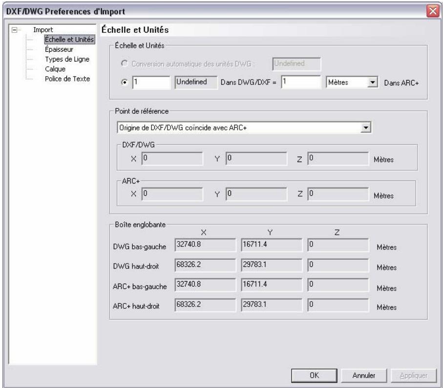 ARC TECHNOLOGY ARC+ 2007 - Paramètres d'importation - 1