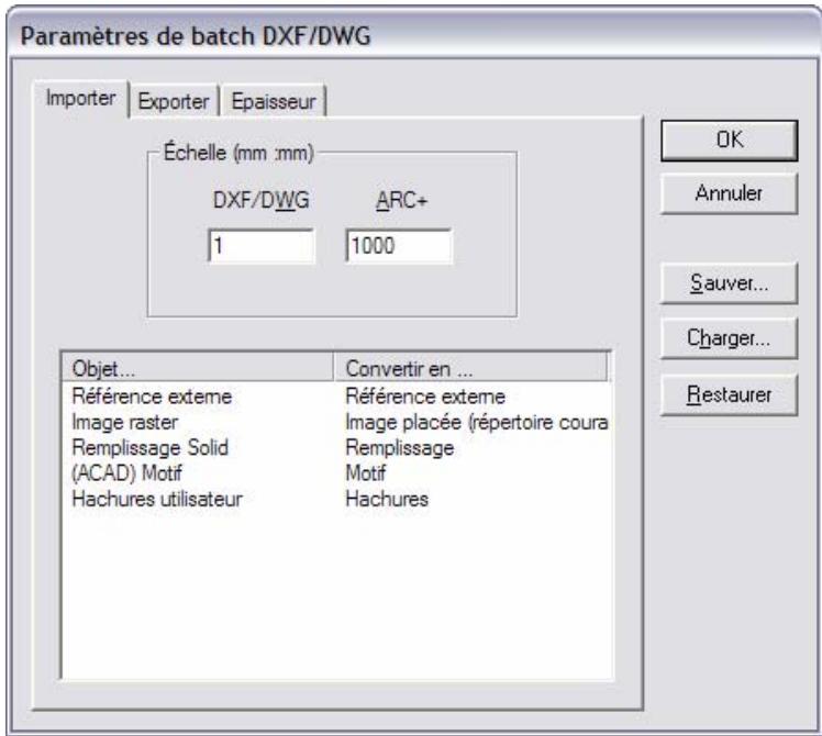 ARC TECHNOLOGY ARC+ 2007 - Paramétres du convertisseur par lot - 1