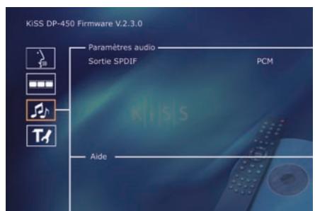 KISS DP-450 - Deuxieme ecran: Parametes video - 1