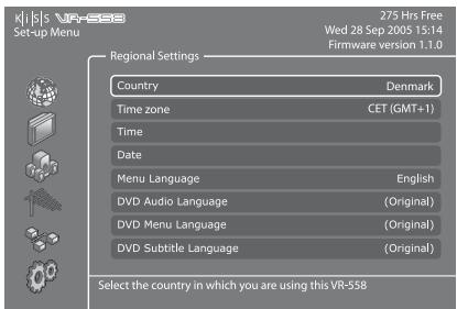 KISS VR-558 - Paramètres régionaux - 1