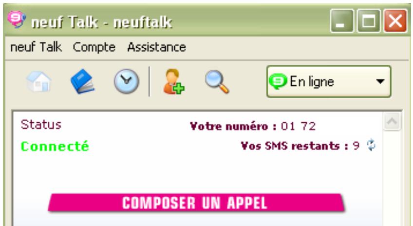 NEUF TELECOM NEUF TALK - Effectuer un appel téléphonique depuis la fenêtre de communication - 1