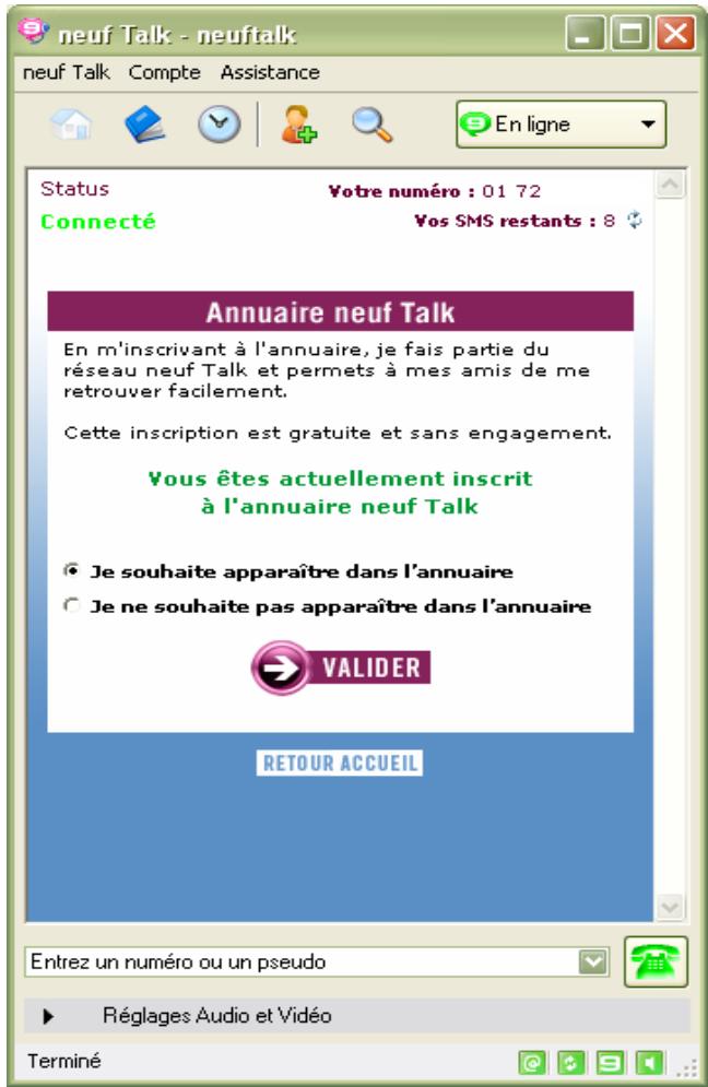 NEUF TELECOM NEUF TALK - Gestion de la présence dans l'annuaire - 1