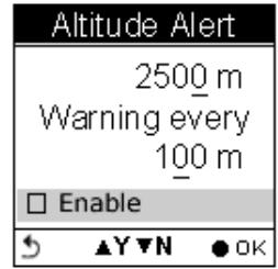 HOLUX GPSPORT 260 PRO - Pour régler une alerte d'altitude - 2