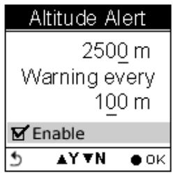 HOLUX GPSPORT 260 PRO - Pour régler une alerte d'altitude - 3