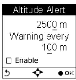 HOLUX GPSPORT 260 PRO - Pour régler une alerte d'altitude - 1