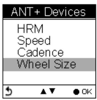 HOLUX GPSPORT 260 PRO - Réglage des dimensions de roue - 1