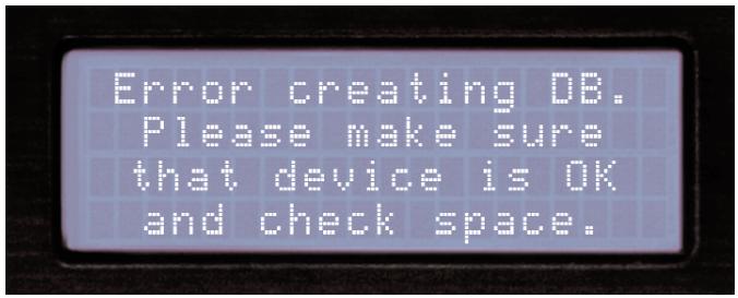 CORTEX DMIX600 - "Error creating DB" kann angezeigt werden, - 1