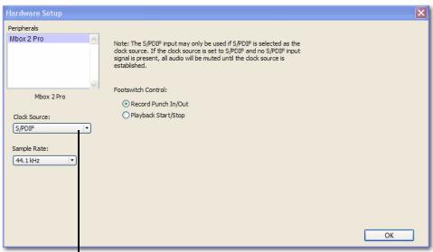 DIGIDESIGN MBOX 2 PRO - Pour activer les entrées S/PDIF du système Mbox 2 Pro : - 1
