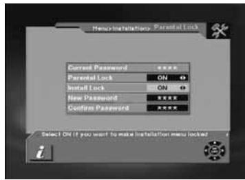 TELEVES 7288 - How to use Install Lock Enter the current password. - 3