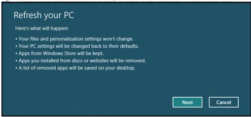 GATEWAY NE51B - The Refresh your PC window opens. - 1