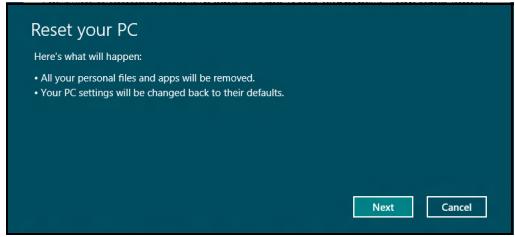 GATEWAY NE51B - Perhatian: Reset PC Anda akan menghapus semua file di hard drive Anda. - 1