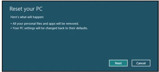 GATEWAY NE51B - Caution: 'Restore Factory Settings' will erase all files on your hard drive. - 1