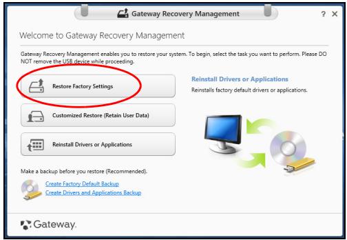 GATEWAY NE51B - Ren Ren Restore Factory Settings. - 1