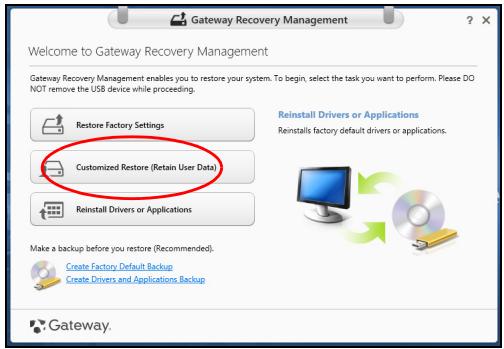 GATEWAY NE51B - La fenêtre réinitialiser votre PC s'ouvre. - 2