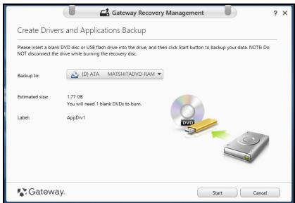 GATEWAY NE56R - Crear una copia de seguridad de aplicaciones y controladores - 3