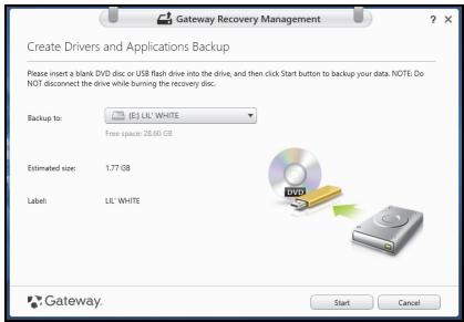 GATEWAY NE56R - CREATING A DRIVERS AND APPLICATIONS BACKUP - 2