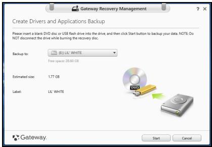 GATEWAY NE56R - Crear una copia de seguridad de aplicaciones y controladores - 2