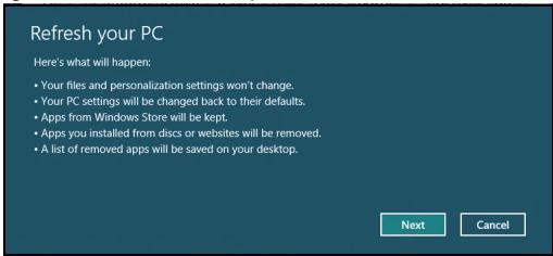 GATEWAY NE56R - The Refresh your PC window opens. - 1