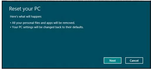GATEWAY NE56R - Perhatian: Reset PC Anda akan menghapus semua file di hard drive Anda. - 1