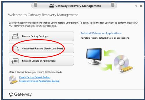 GATEWAY NE56R - Precação: 'Restuar Definições de Fábrica' eliminará todos os ficheiros no seu disco rígido. - 2