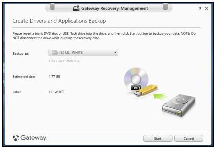 GATEWAY NE56R - Create Drivers and Applications Backup - 1