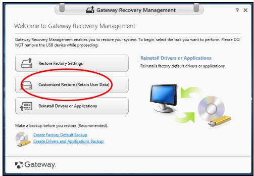 GATEWAY NE56R - La fenêtre Réinitialiser votre PC s'ouvre. - 2