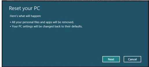 GATEWAY NE56R - Caution: Reset your PC will erase all files on your hard drive. - 1