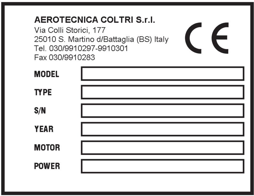 AEROTECNICA COLTRI MCH14 TECH NITROX - ETIQUETE APPLIQUEES SUR LES COMPRESSEURS - 1