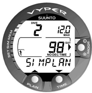 SUNNTO VYPER - NOTE! L'intervalle surface n'est affiché que lors de plongées successives. - 3